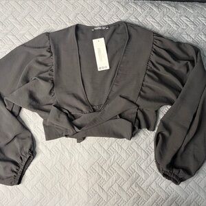 Boohoo Black Long Sleeve Blouse